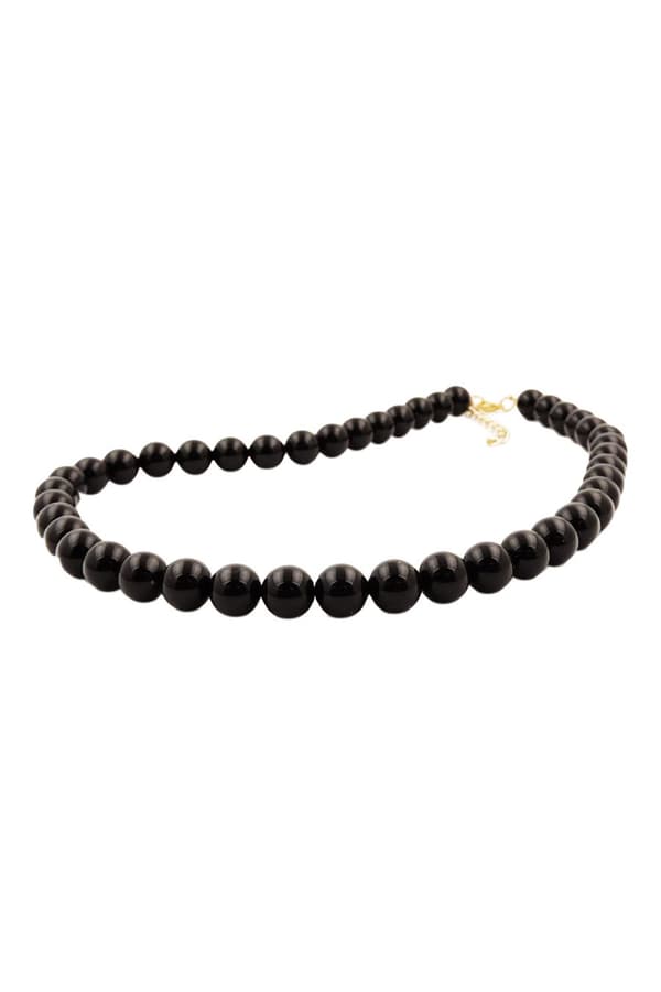 Necklace Beads 10mm Black Shiny 50cm - GL01501-50