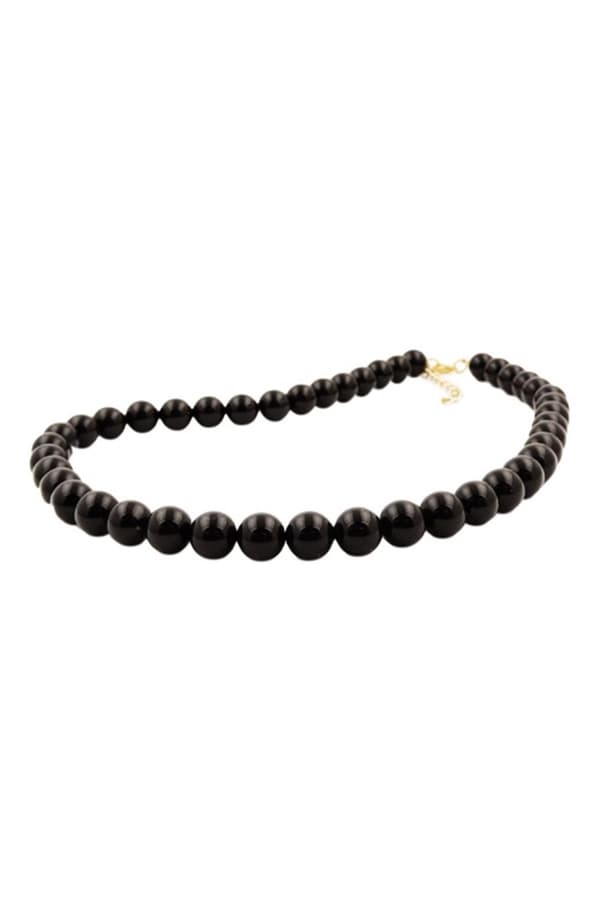 Necklace Beads 10mm Black Shiny 40cm - GL01501-40