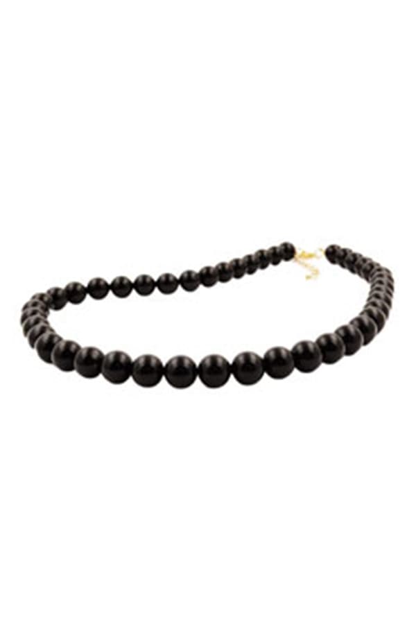 Necklace Beads 10mm Black Shiny 40cm - GL01501-40