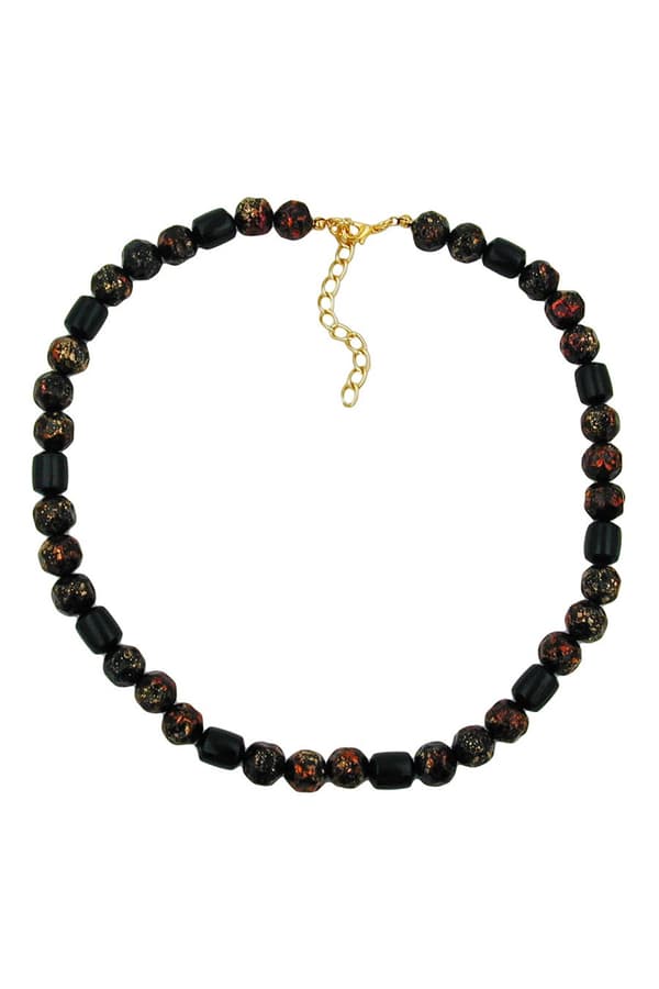 Necklace Red/ Black Pressed Beads - GL01494