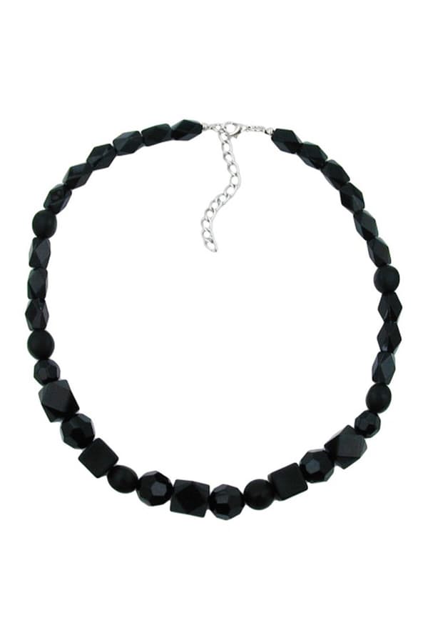 Necklace Black Beads Faceted & Different Bead Shapes - GL01438