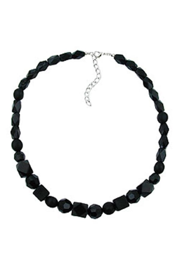 Necklace Black Beads Faceted & Different Bead Shapes - GL01438