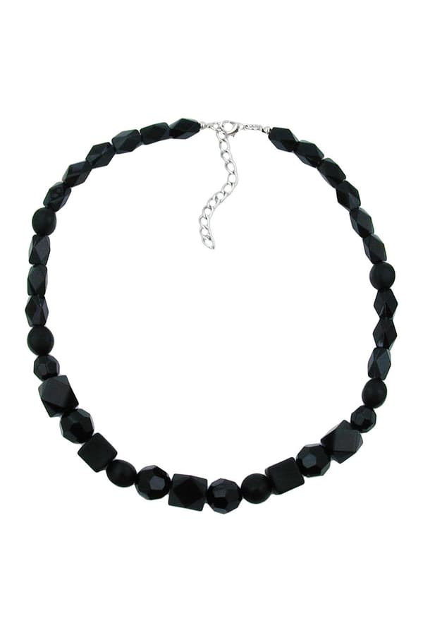 Necklace Black Beads Faceted & Different Bead Shapes - GL01438
