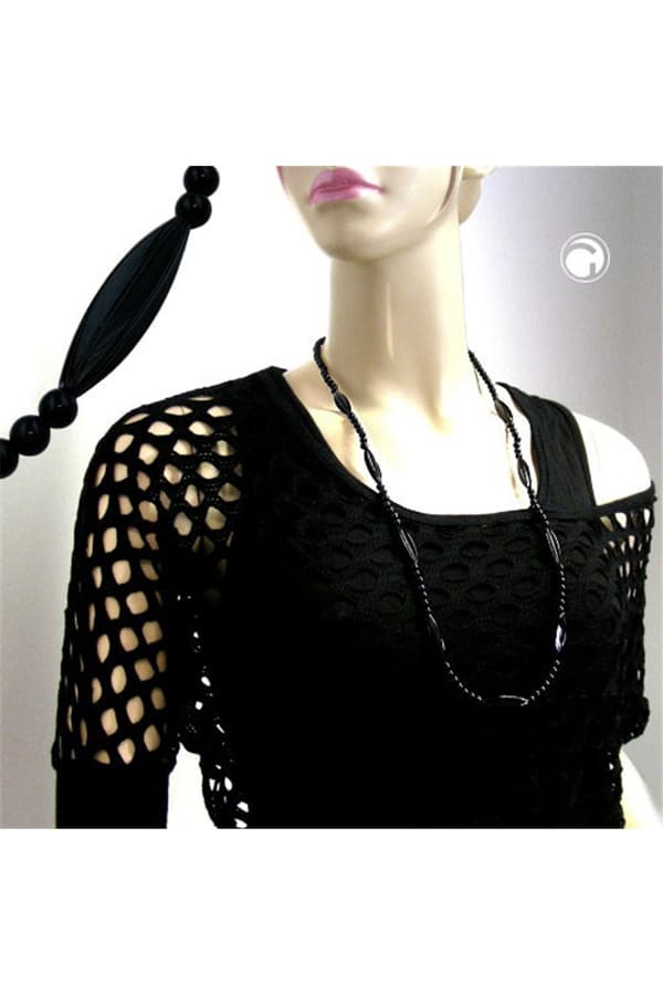 Necklace Black Beads 80cm - GL00605