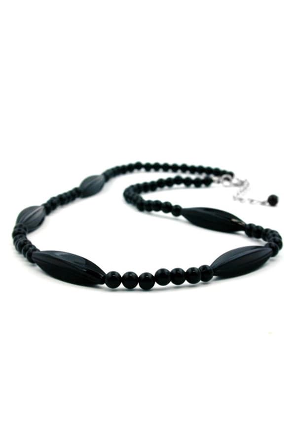 Necklace Black Beads 50cm - GL00601