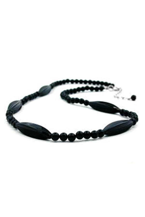 Necklace Black Beads 50cm - GL00601