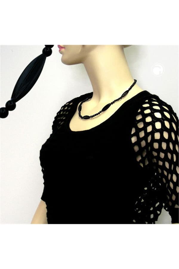 Necklace Black Beads 50cm - GL00601