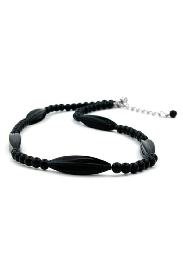Necklace Black Beads 42cm - GL00600