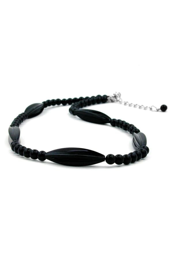Necklace Black Beads 42cm - GL00600