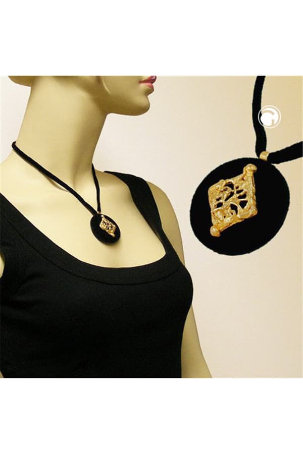 Necklace Black Velvet Unique Pendant - GL00544