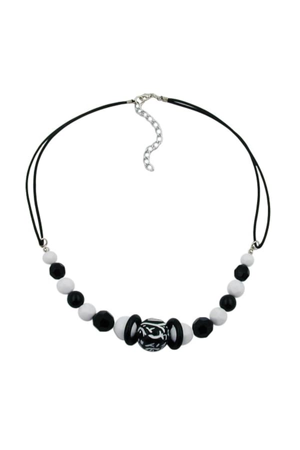 Necklace Beaded Black And White - GL00528