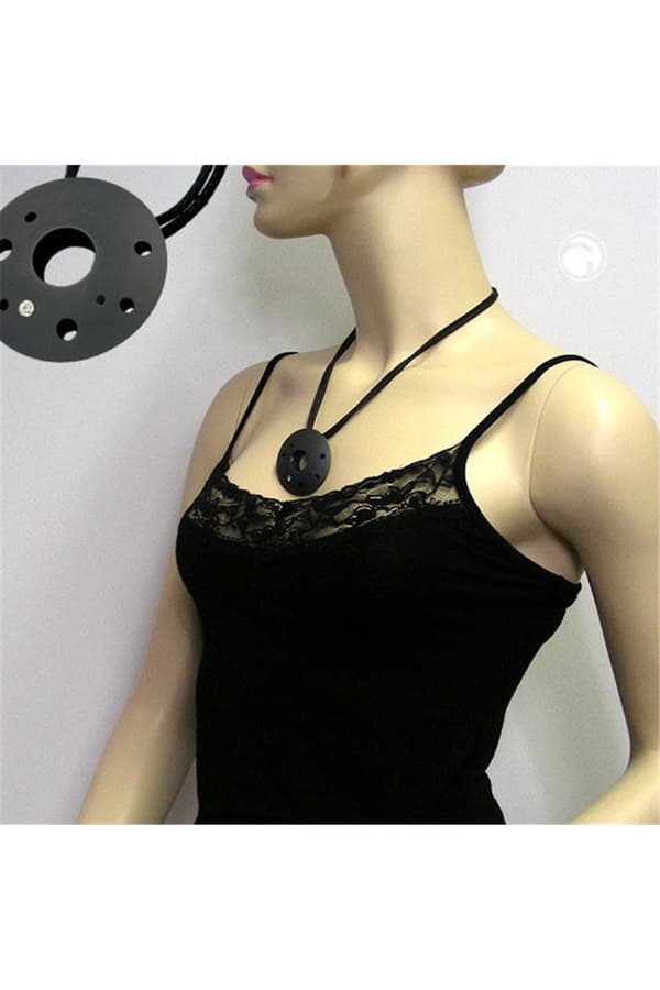 Necklace Metal Pendant Black Cord 50cm - GL00230