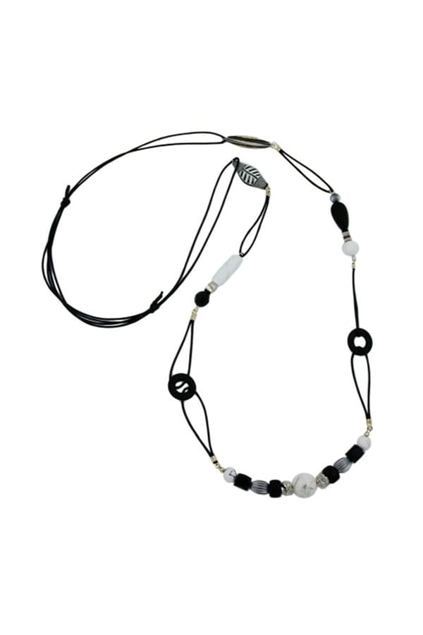 Necklace Black & White Beads 105cm - GL00157