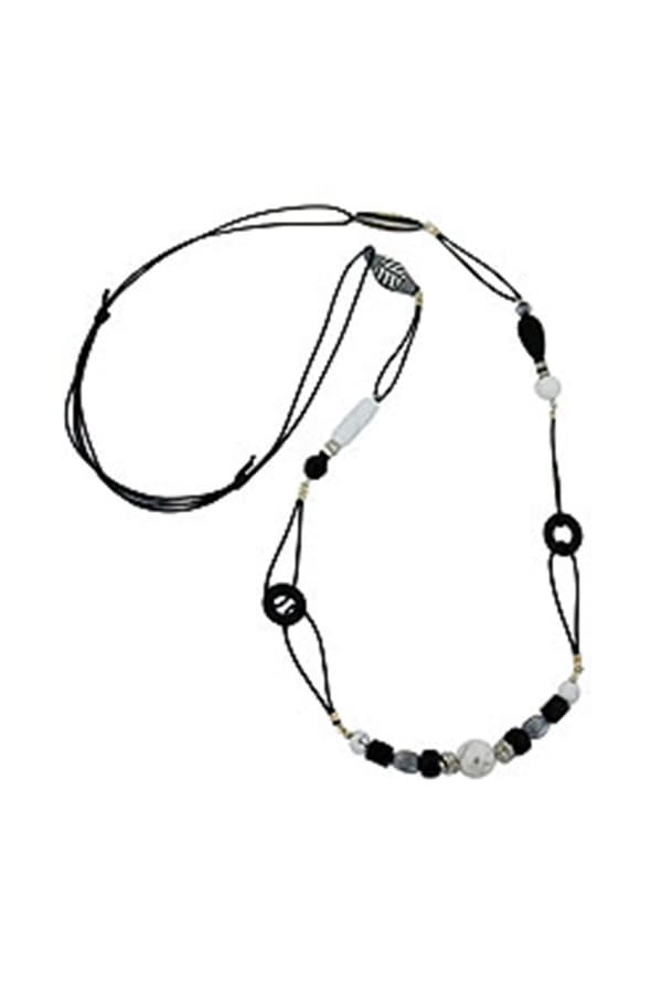 Necklace Black & White Beads 105cm - GL00157