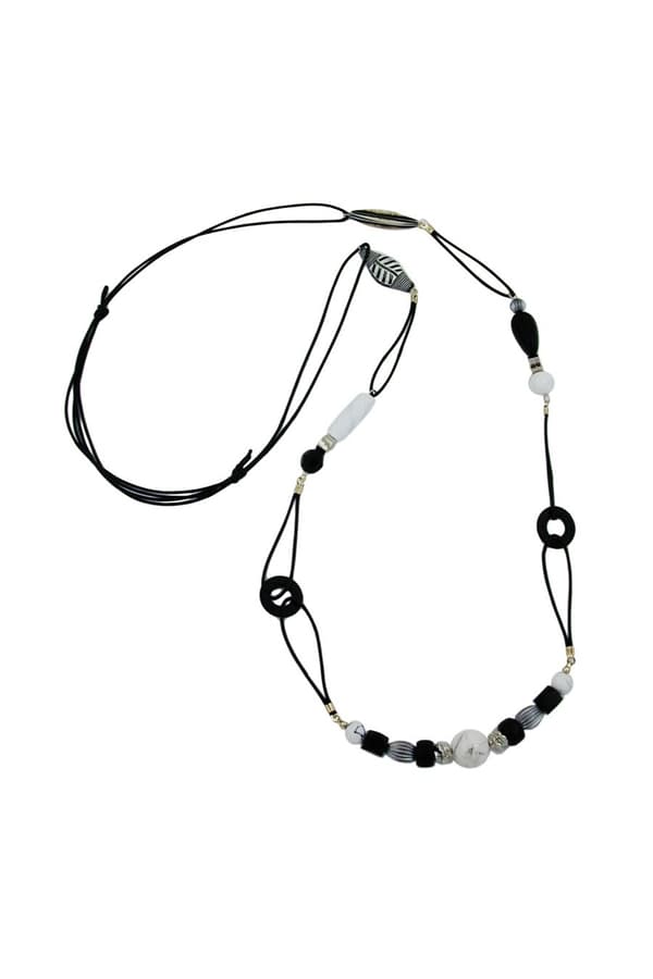 Necklace Black & White Beads 105cm - GL00157