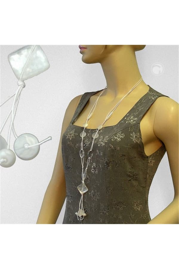 Necklace Square Crystal-White 90cm - GL06124