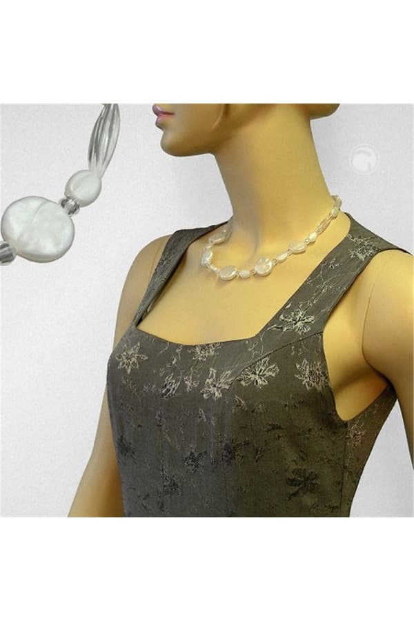 Necklace Disk Wax-White 47cm - GL06125