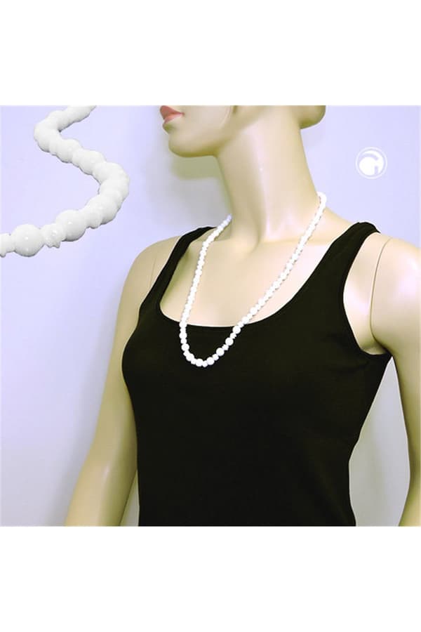 Necklace Round Beads And Knot Beads White - GL02844-70
