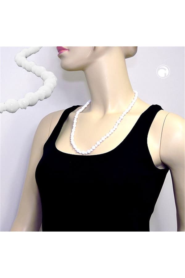 Necklace Round Beads And Knot Beads White - GL02844-60