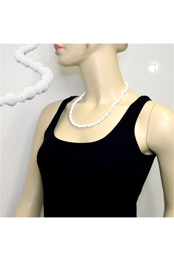 Necklace Round Beads And Knot Beads White - GL02844-55