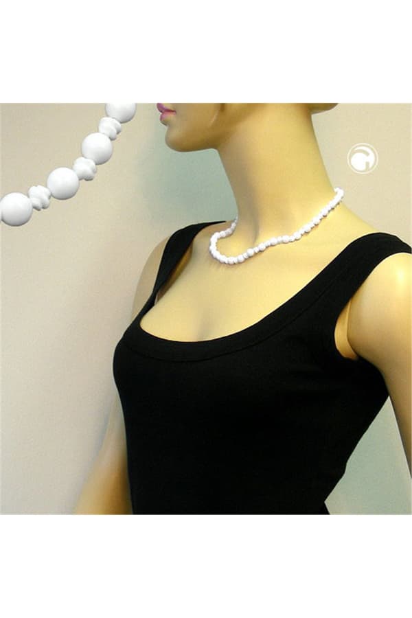 Necklace Round Beads And Knot Beads White - GL02844-45