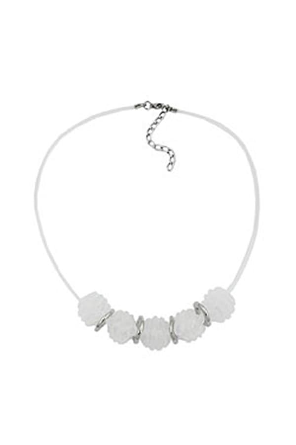 Necklace Spiral Beads White/Matte Finished - GL02837