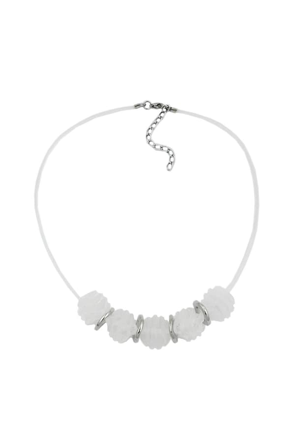 Necklace Spiral Beads White/Matte Finished - GL02837