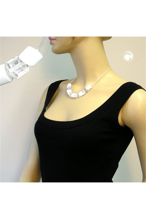 Necklace Beads Transparent & White - GL02822