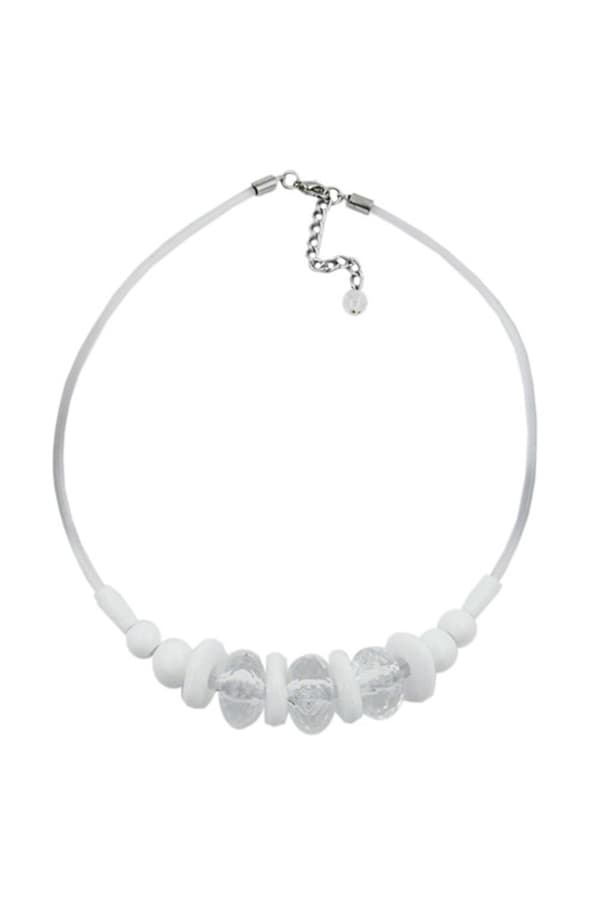 Necklace Transparent/Faceted/White Beads - GL02789