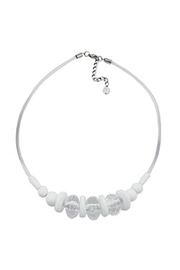 Necklace Transparent/Faceted/White Beads - GL02789