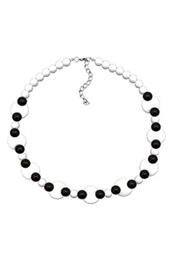 Necklace Various Beads Black And White Shiny - GL01343