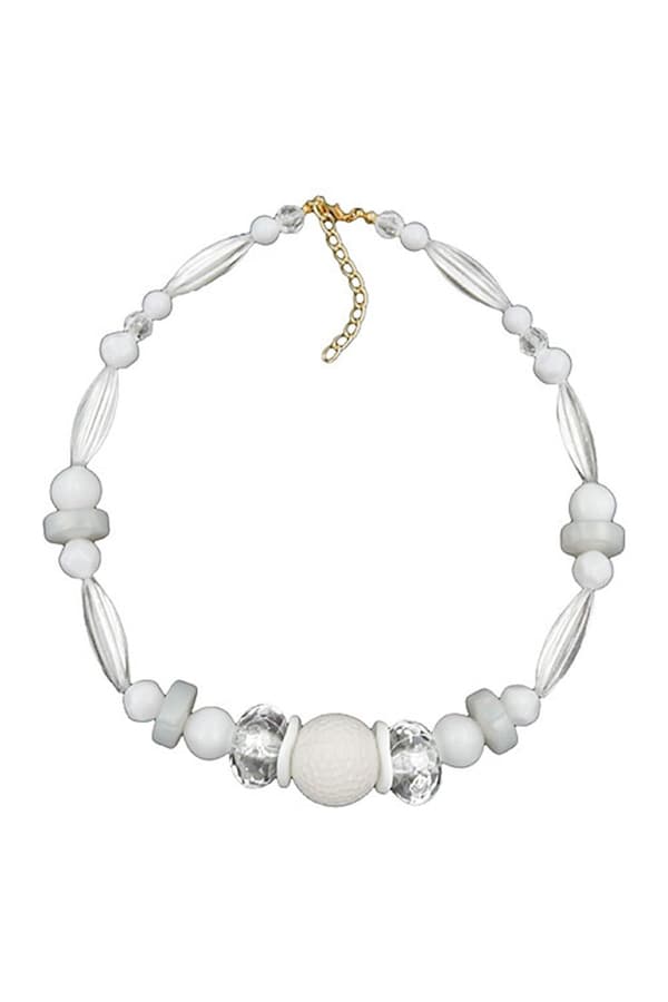 Necklace Honeycomb Bead White Beads White & Transparent - GL01247