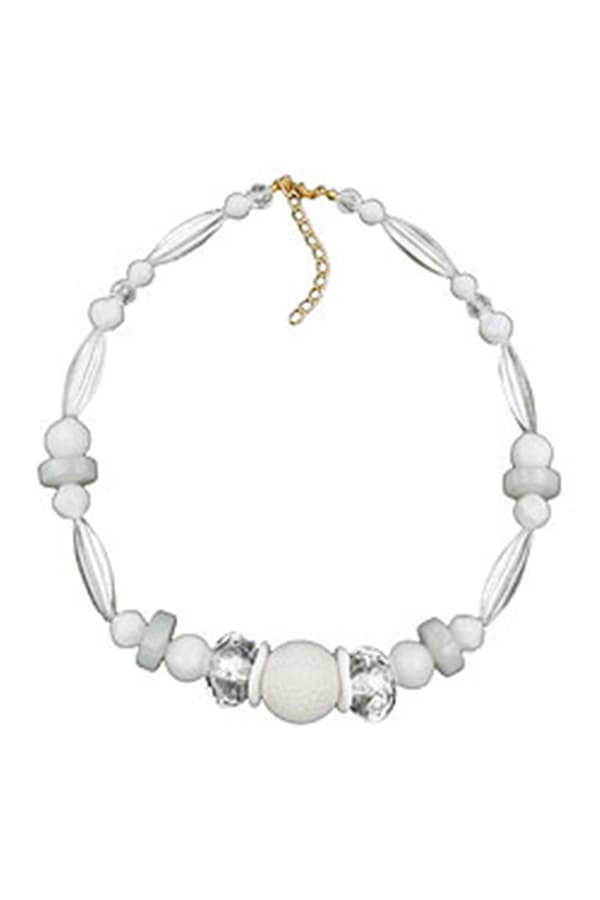 Necklace Honeycomb Bead White Beads White & Transparent - GL01247