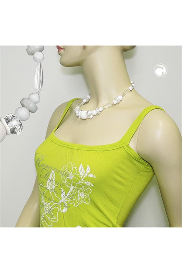 Necklace Honeycomb Bead White Beads White & Transparent - GL01247