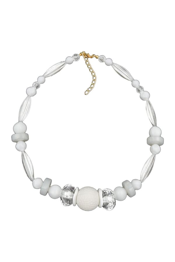 Necklace Honeycomb Bead White Beads White & Transparent - GL01247