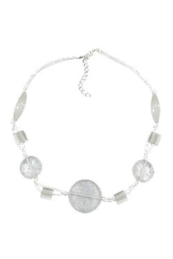 Necklace White Transparent Beads Knotted White Cord - GL00861