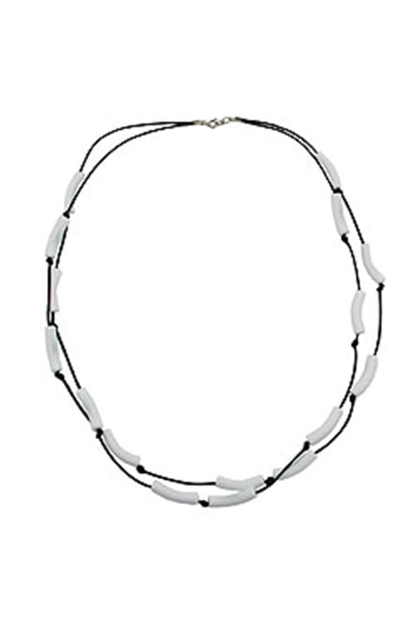 Necklace Tubes White Black Cord - GL00324