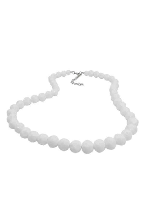 Necklace 10mm Not Quite Round Plastic Beads White Shiny 50cm - GL07901-50