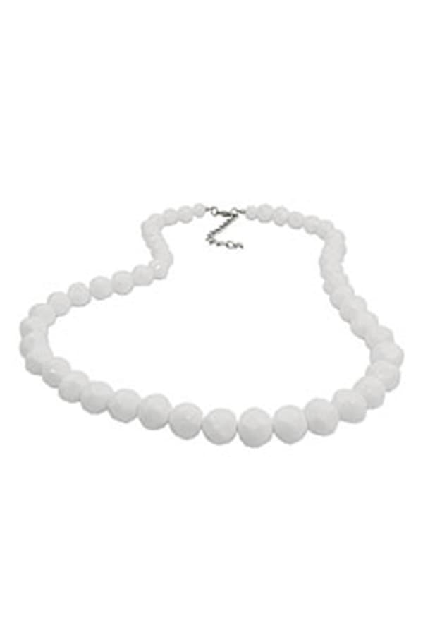Necklace 10mm Not Quite Round Plastic Beads White Shiny 50cm - GL07901-50