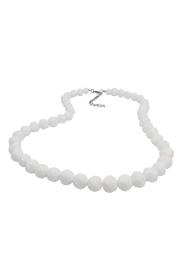 Necklace 10mm Not Quite Round Plastic Beads White Shiny 50cm - GL07901-50
