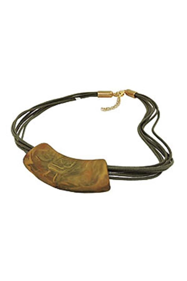 Necklace Tube Flat Curved Green-Olive 50cm - GL07209