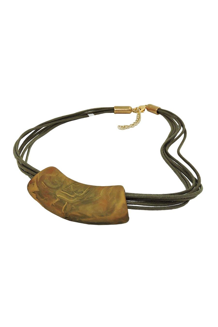 NECKLACE TUBE FLAT CURVED GREEN-OLIVE 50CM