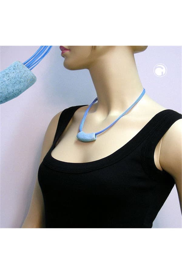 Necklace Tube Flat Curved Jeans-Blue 50cm - GL07206