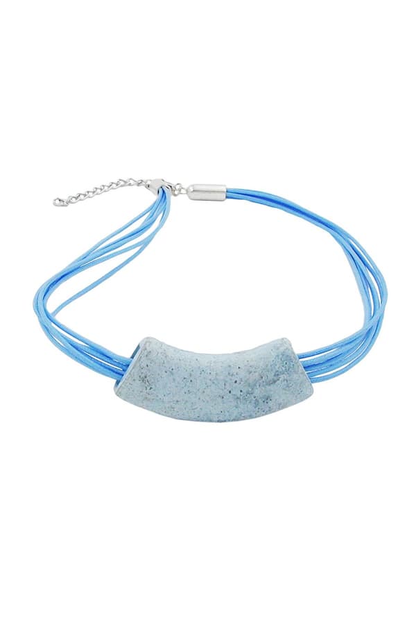 Necklace Tube Flat Curved Jeans-Blue 50cm - GL07206