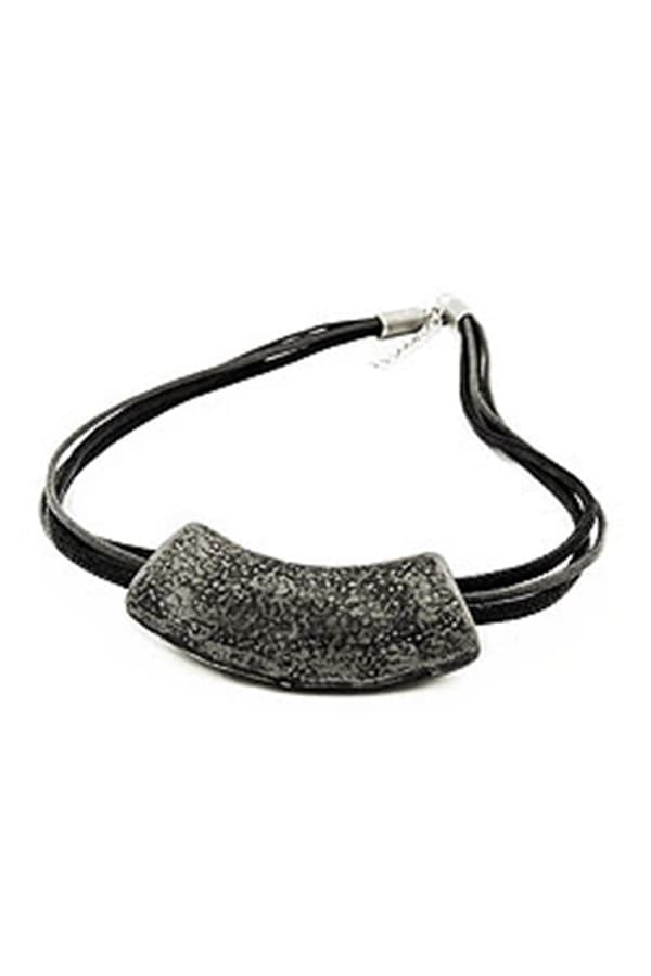 Necklace Tube Flat Curved Silver-Grey 50cm - GL07146