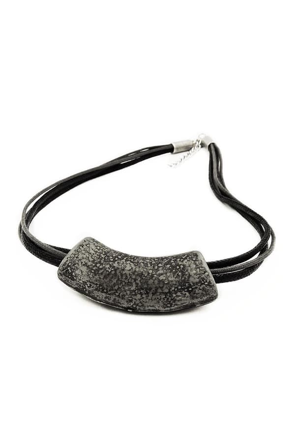 Necklace Tube Flat Curved Silver-Grey 50cm - GL07146