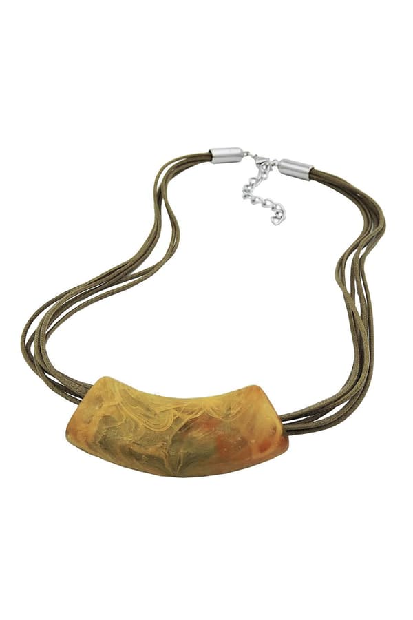 Necklace Tube Flat Curved Yellow-Olive 50cm - GL06844