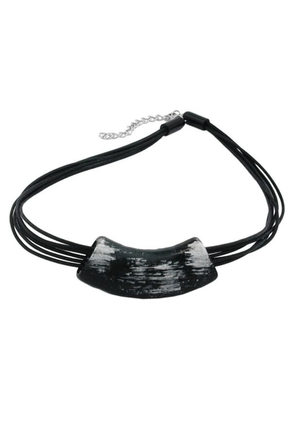 Necklace Tube Flat Black & Silver 50cm - GL04694
