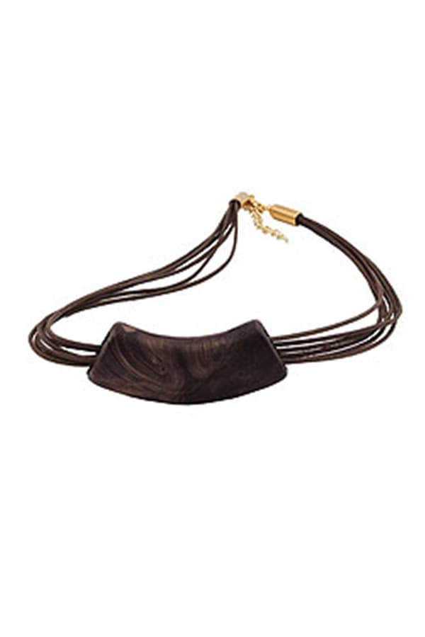 Necklace Tube Flat Curved Dark Brown Marbled - GL04435