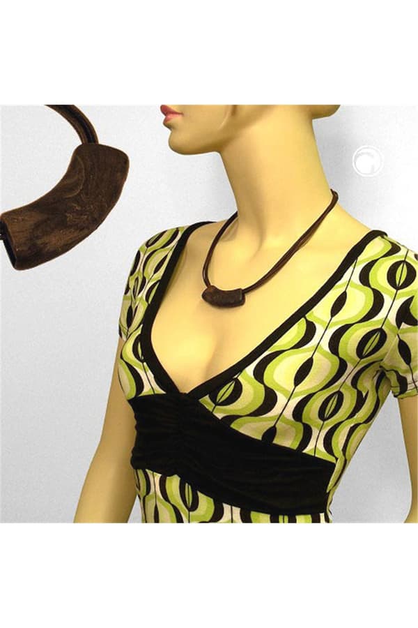Necklace Tube Flat Curved Dark Brown Marbled - GL04435